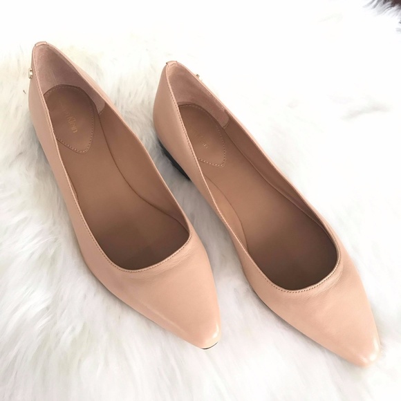 beige pointed toe flats